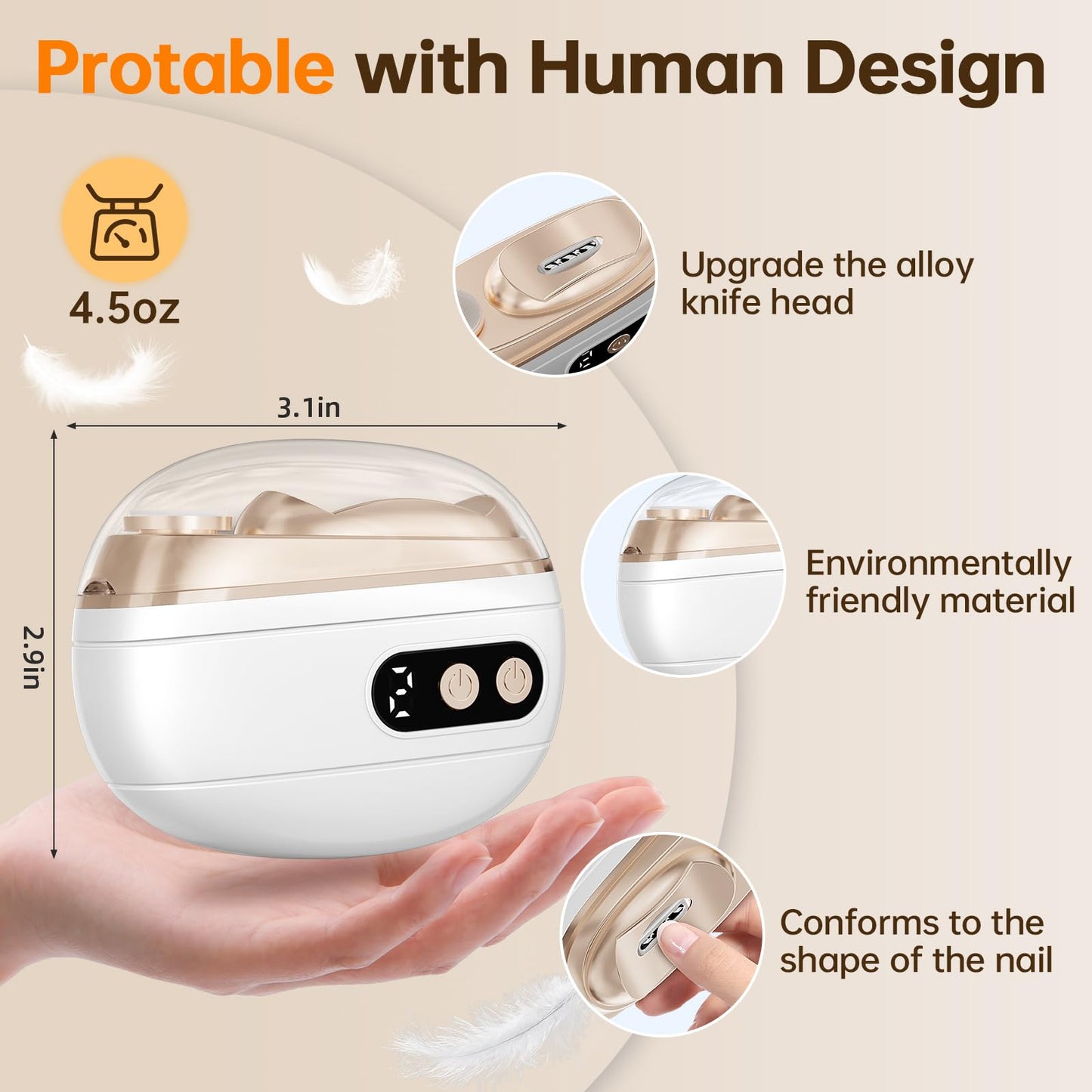 Electric Nail Clipper 2026 Upgraded 3 in 1 Rechargeable Automatic Nail Trimmer with LED Light & Clip Storage - USB Rechargeable for Baby, Kids,Seniors, Adults