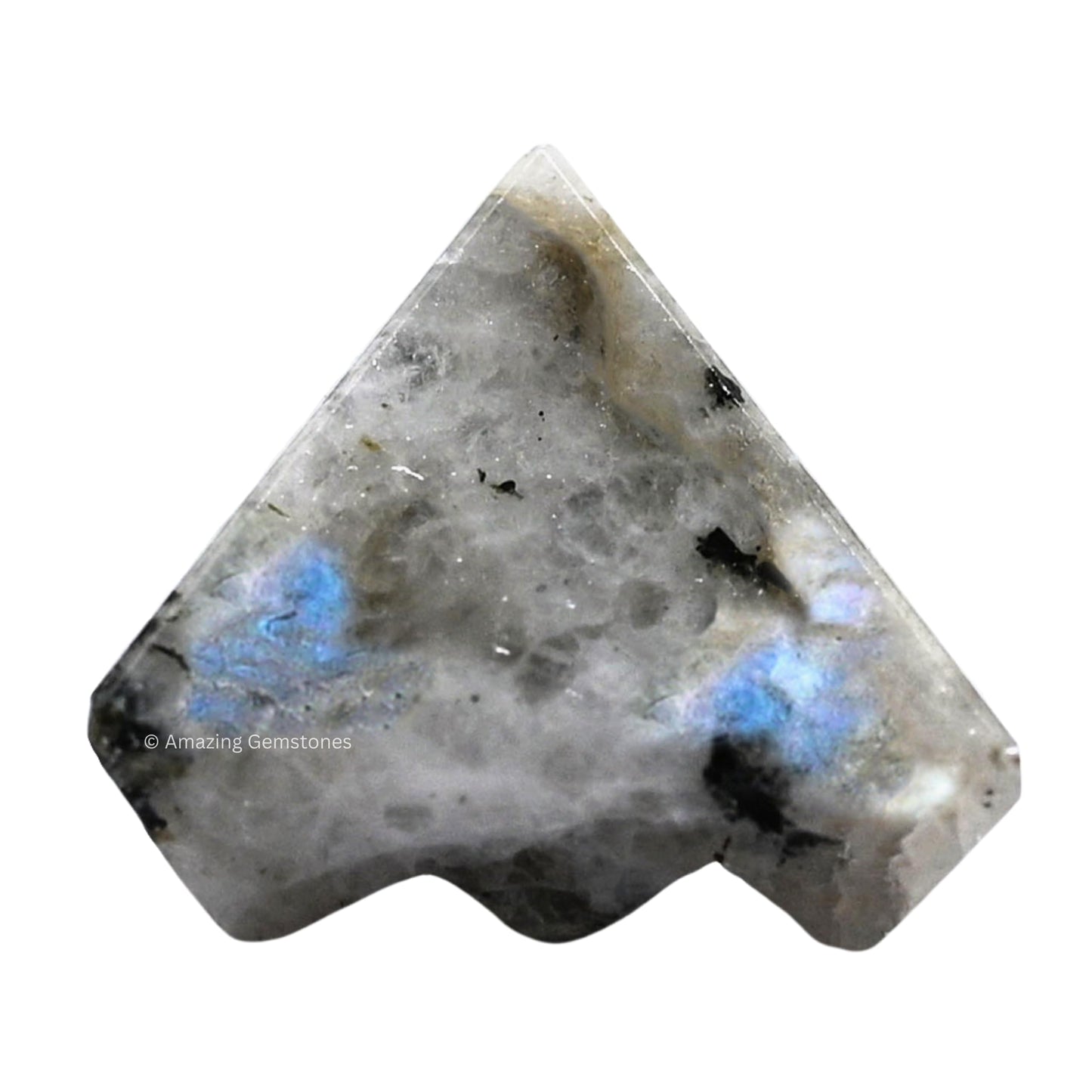 Amazing Gemstone Rainbow Moonstone Crystal Pyramid with 9 Pyramid Plate Bottom - 1" Mini Pyramid Figurine of Natural Stone Pyramid for Meditation,Reiki,Chakra Balancing Vastu Pooja and Crystal Grids