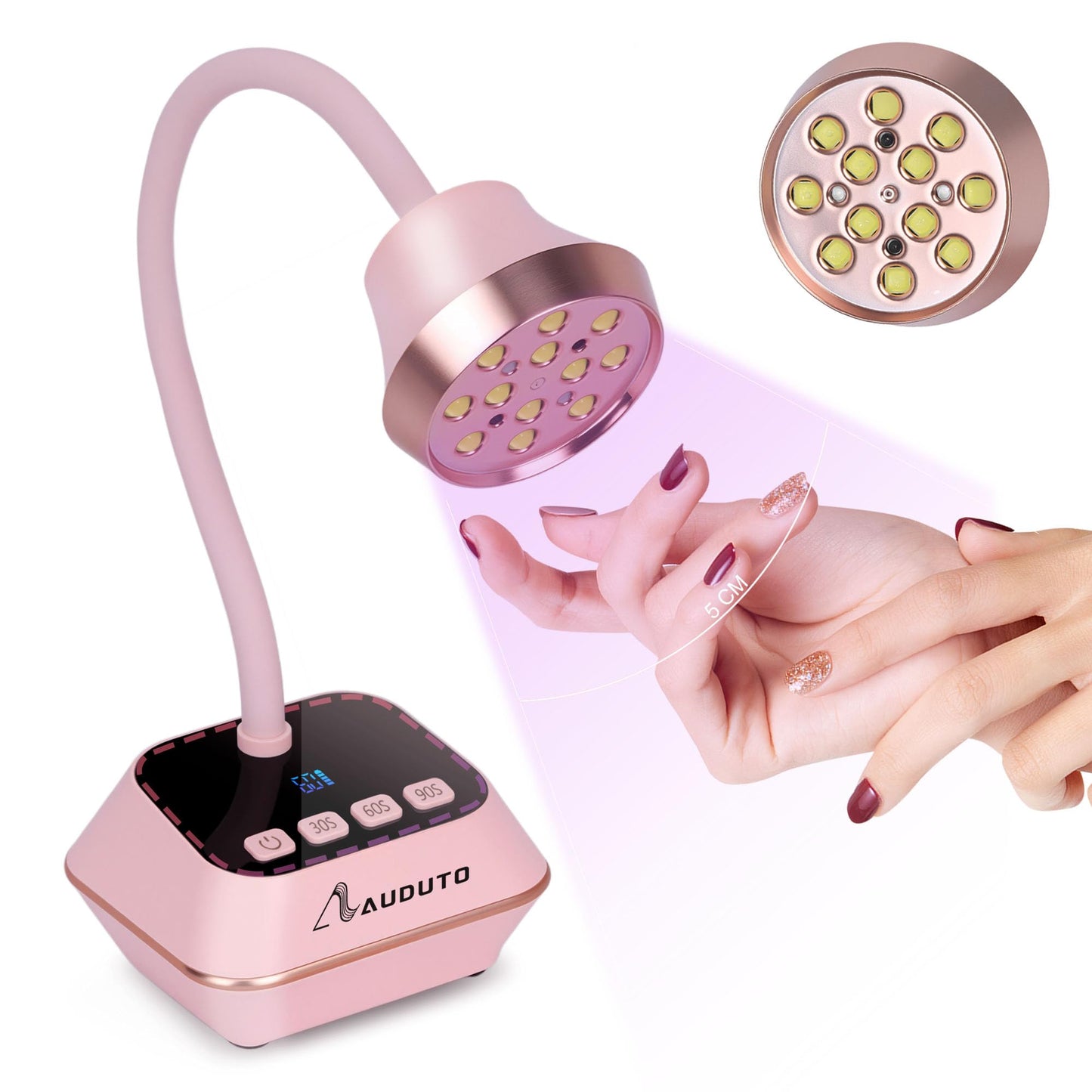 Auduto UV LED Nail Lamp for Gel Nails Polish, Flash Cure 36W Rechargeable Cordless Gooseneck Mini Nails Light, Quick Dryer with Timers Smart Sensor Ambient Lighting, Home DIY & Professional
