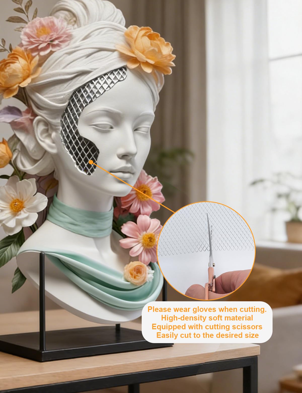 Aluminum Wire Mesh for Arts and Craft -15.7" x 13.1ft – Flexible Sculpting Mesh for Arts & Crafts, Easy-Cut Thin Metal Mesh with Bonus Scissors & Storage Straps, DIY Sculpture & Creative Crafts