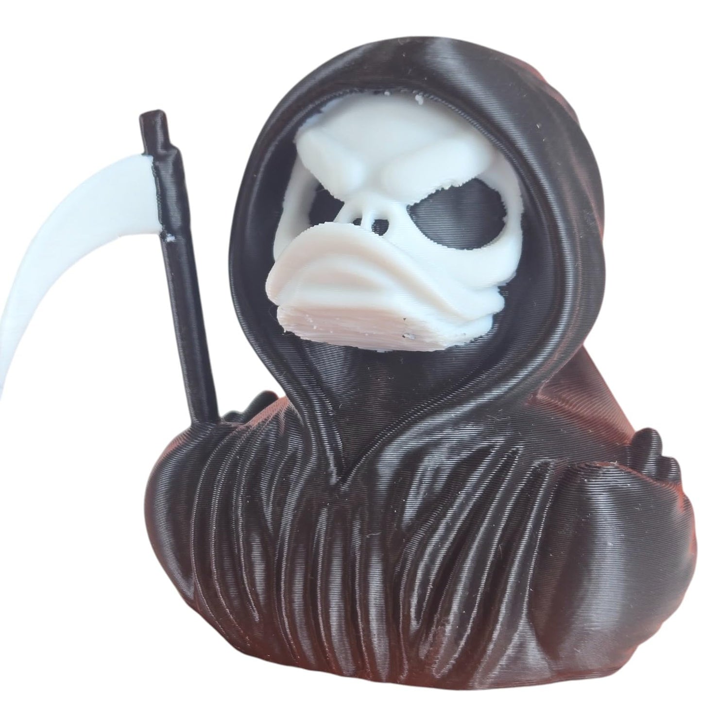 Grim Reaper Duck Collectible Figurine - Macabre Gothic Horror Desk Accent for Unique Shelf Display or Gift - 3D Printed in Canada