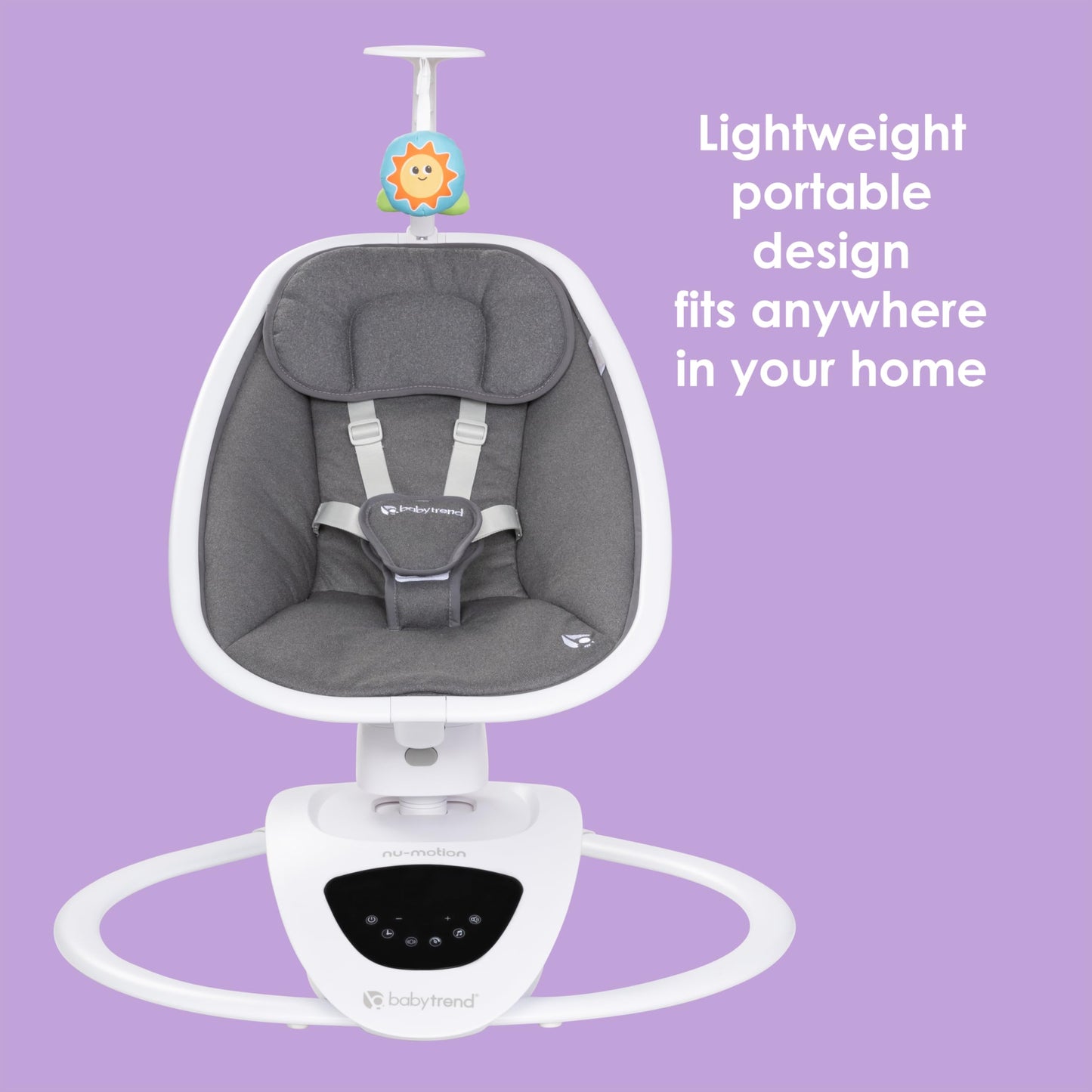 Baby Trend NuMotion Infinity Swing – 5 Motion Modes, Touchscreen Control, Remote, Multi‑Position Recline & Hanging Toys – Dash Grey