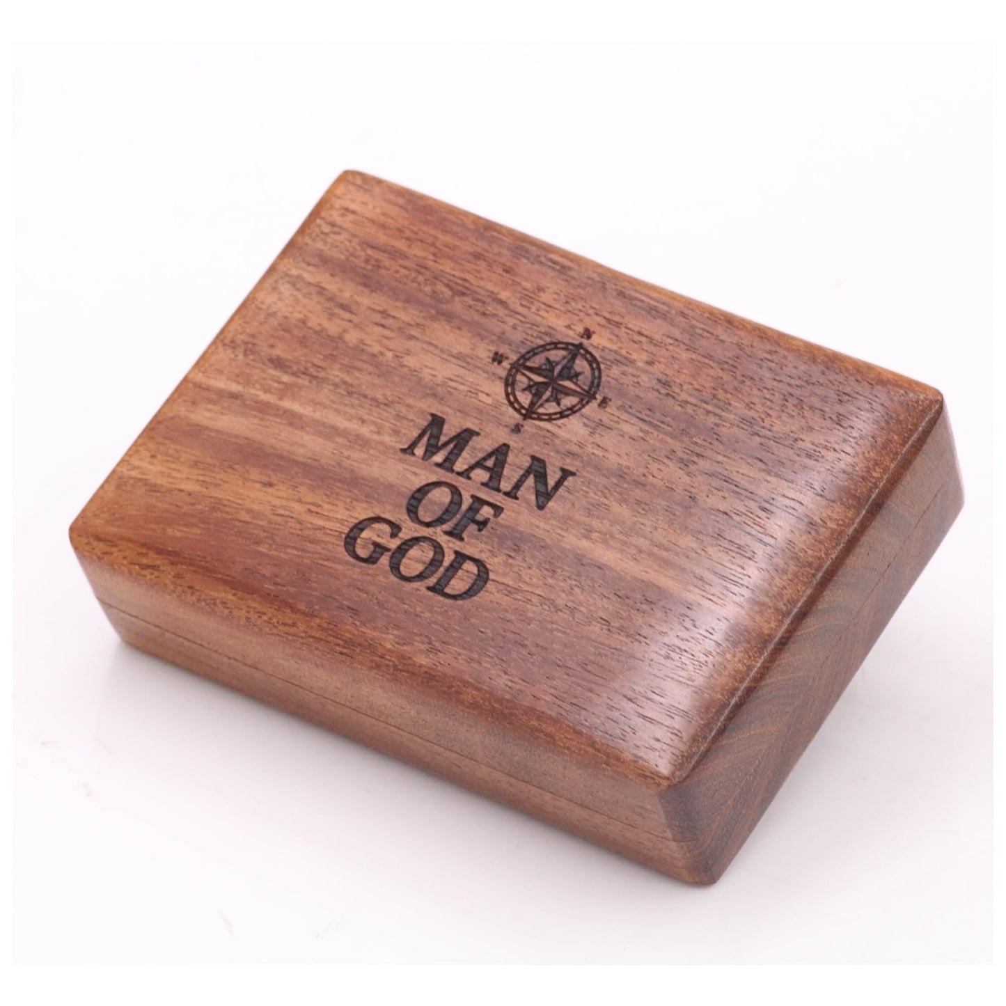 Man of God Compass – Psalm 18:32 Scripture Engraved – Solid Brass Pocket Compass with Rosewood Box – Christian Gift for Men, Son, Husband, Graduation, Travel Keepsake
