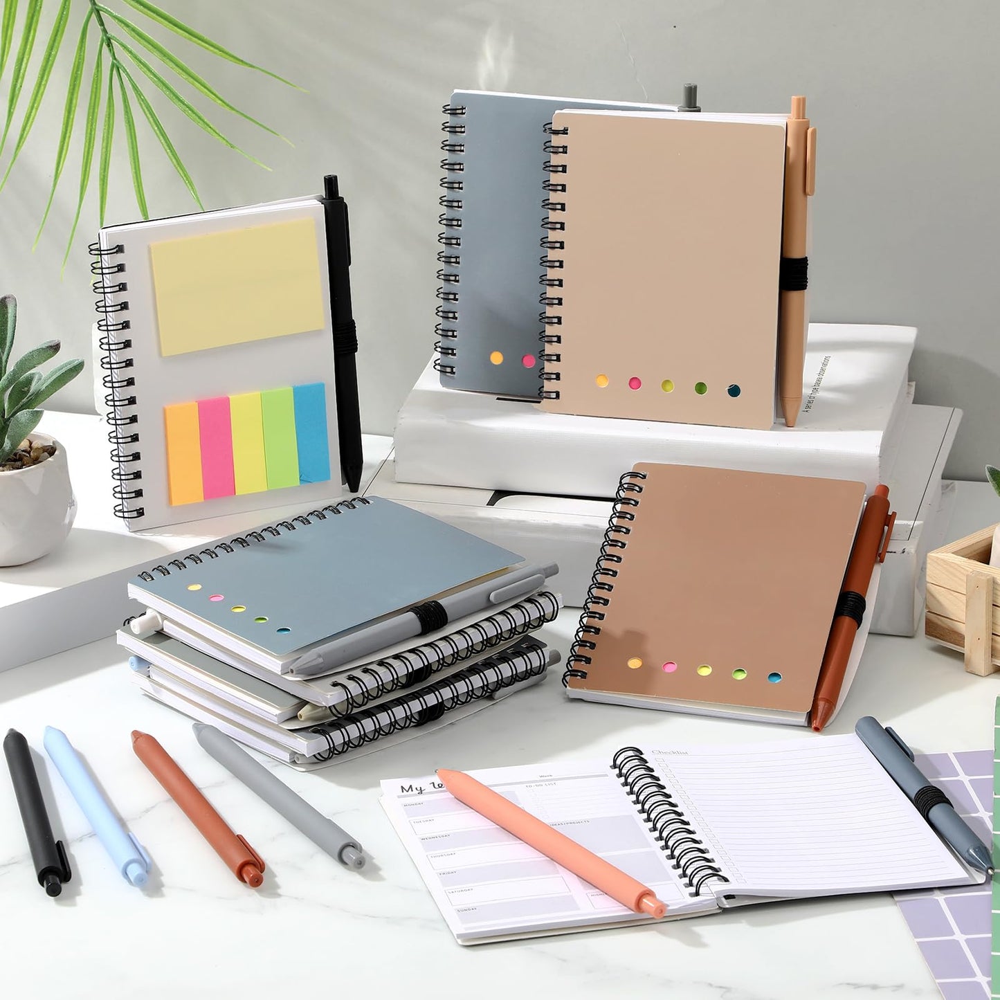 20 Set Employee Appreciation Gift Bulk Weekly Planner Notebooks to Do List Spiral Notebook Journal with Ballpoint Pen, Sticky Note for Office Teacher Student Graduation Thank You Gift(Classic Color)