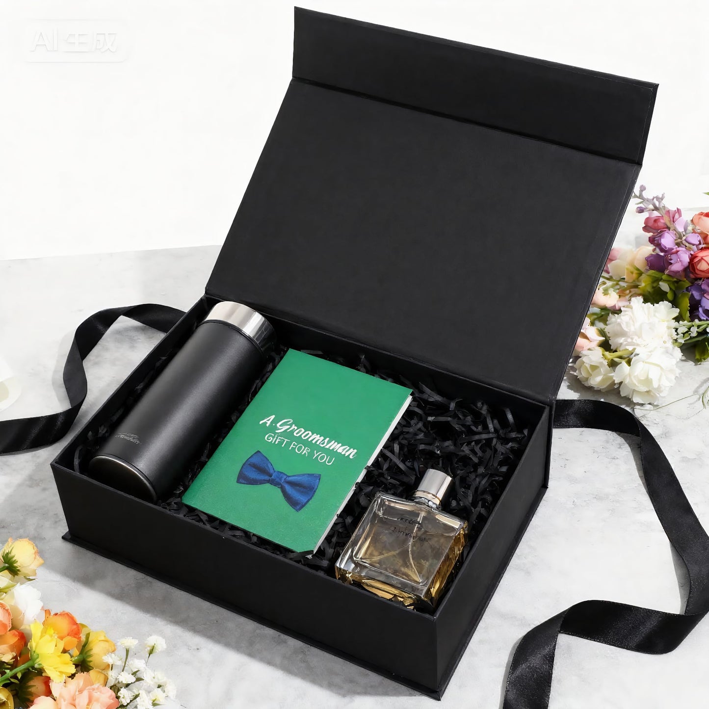 SPEPLA 4 Pack 9.5x6x3 Magnetic Gift Boxes with Ribbon, Black Magnetic Closure Gift Box with Lids for Wedding Christmas Birthday Groomsmen Bridesmaid Proposal