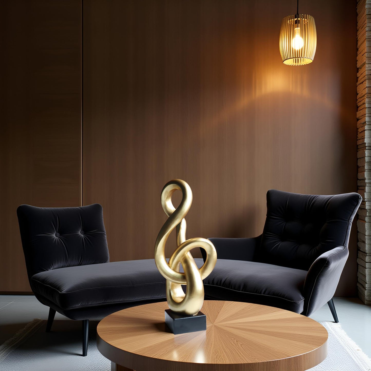 LAIKEARTS 16" Modern Abstract Ribbon Decorative Sculpture, Knot Sculptures,Home Decor,Coffee Table Statues,Dining Living Room Desk Decor,Musical Note,Golden