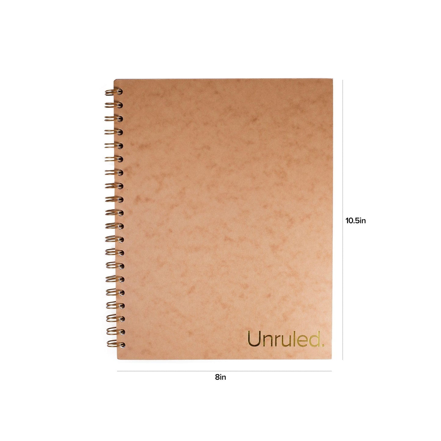Unruled Classic Blank Spiral Notebook, 60lb Premium Plain Paper, 70 Sheets, Recycled and Sustainable, 10.5" x 8", 3 Pack, Gold Foil/Wire