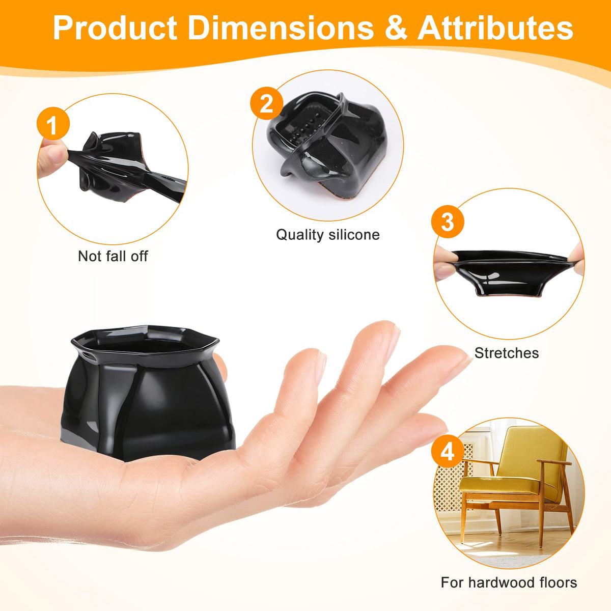 36 Pack Square Chair Leg Floor Protectors for Hardwood Floors