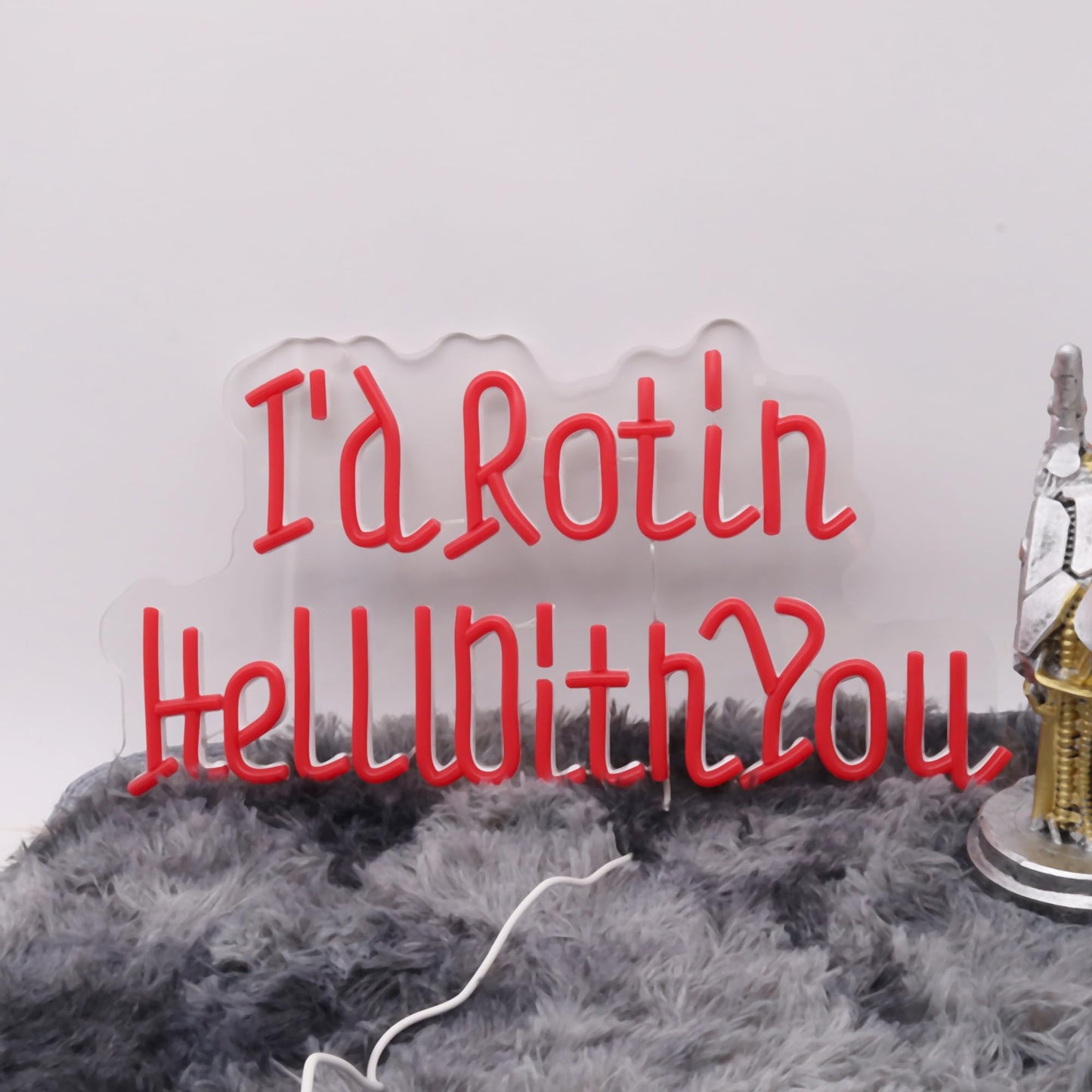 I’d Rot in Hell with You Neon Sign, Alt Room Decor,Gothic Wedding LED Wall Light for Halloween, Horror Room Decor, Dark Love Wedding Gift, Anniversary, Gothic Home Decor