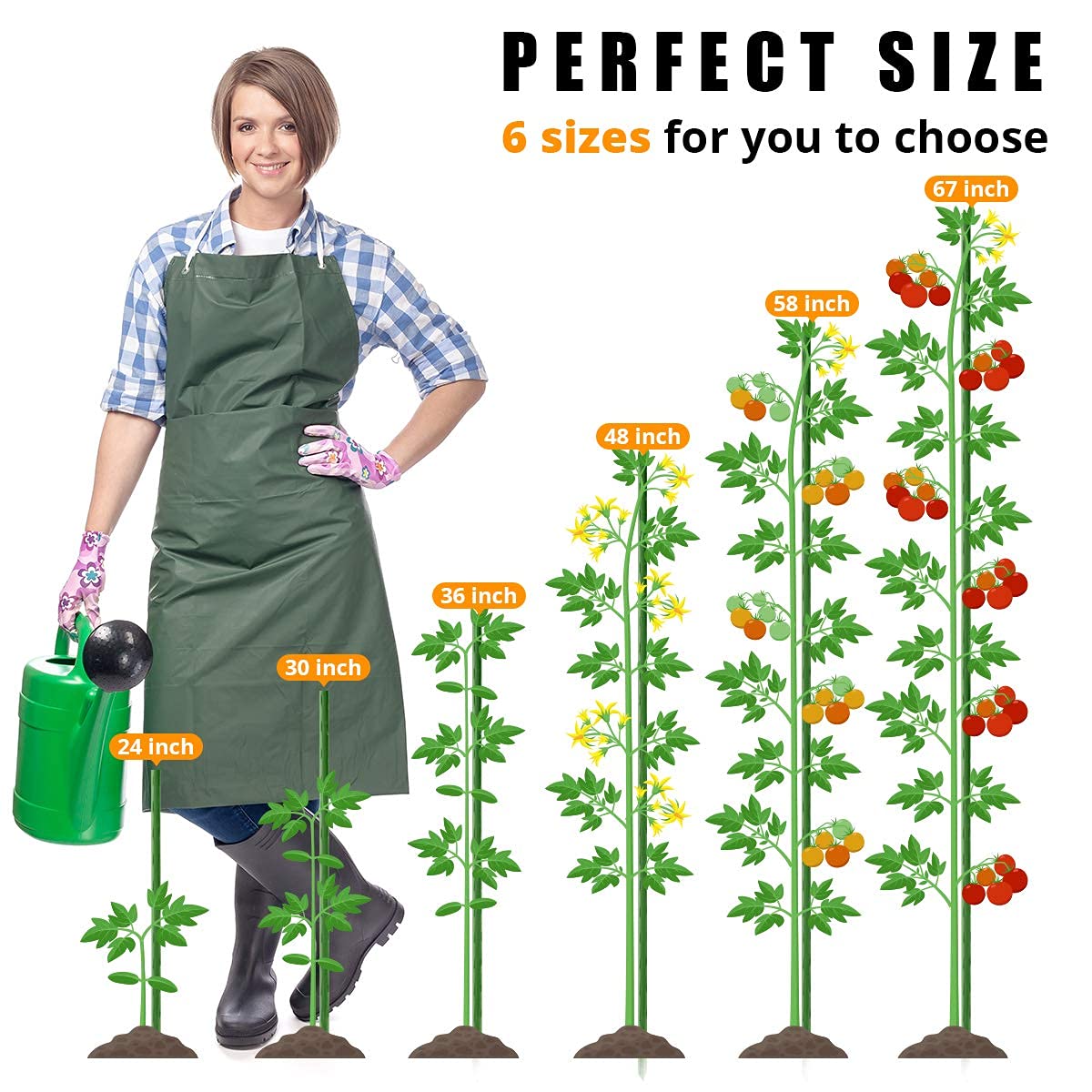 LAVEVE Garden Stakes 67 Inches Heavy Duty Steel Tomato Stake, Plastic Coated Support for Securing Trees, Climbing Plants, Cucumber, Beans, Pack of 20