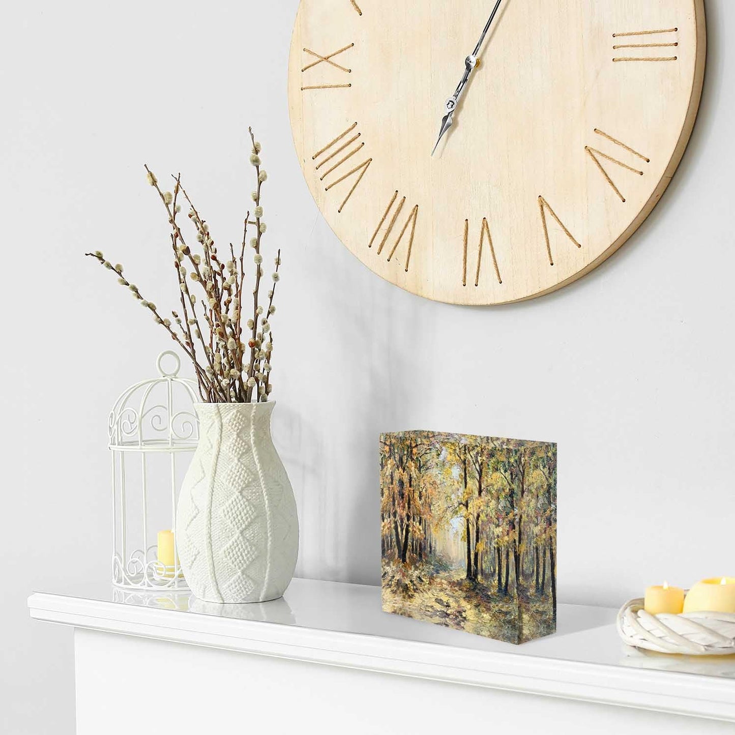 NOHSHE Desktop Decoration Abstract Drawing Landscape,Autumn Fallen Leaves Acrylic Decor Women Congratulations Presents Appreciation Presents for Coworkers Thank You Presents Housewarming Presents