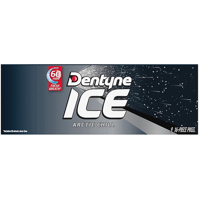 Dentyne Ice Arctic Chill Sugar-Free Chewing Gum, 9 Packs of 16 Pieces (144 Total Pieces)