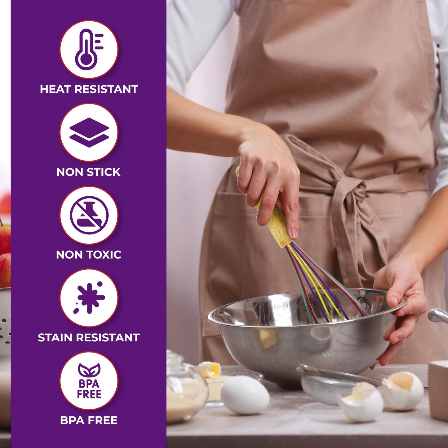 Kaluns 50 PCS Silicone Kitchen Utensils Set Complete Kitchen Set - 800°F Heat Resistant Non-Stick Premium Cooking Utensils W Wooden Handles - Can Opener, Masher, Turner, Silicone Spatula Set