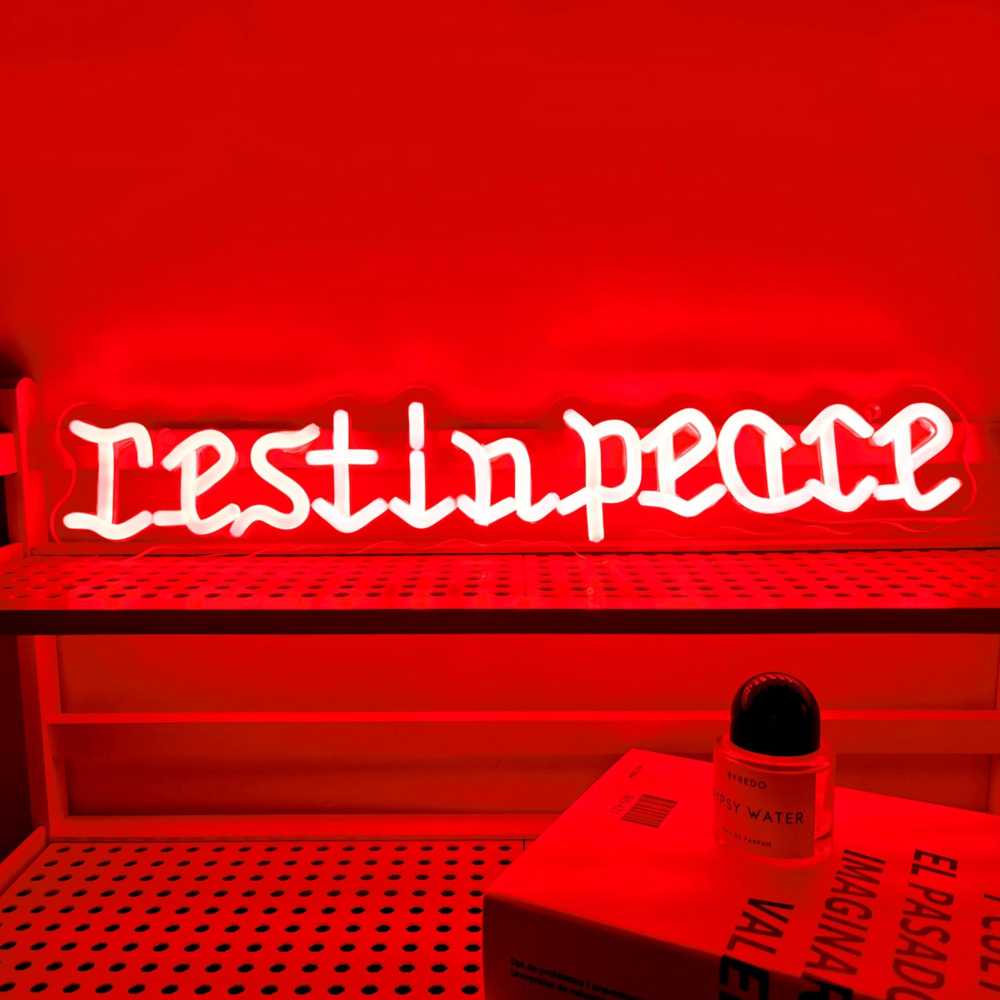 Rest in Peace Red Neon Sign Unique Gothic Halloween Decor Edgy Room Accent Light USB Powered with Dimmer for Bedroom Home Game Room Holiday Party Wall Decor