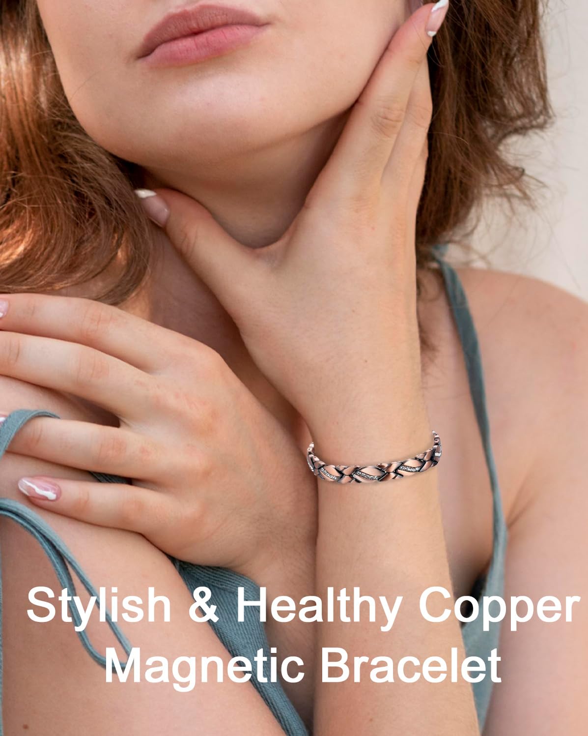 MagVIVACE Pure Copper Bracelet for Women, Magnetic Bracelets with 3500 Gauss Magnet(C)