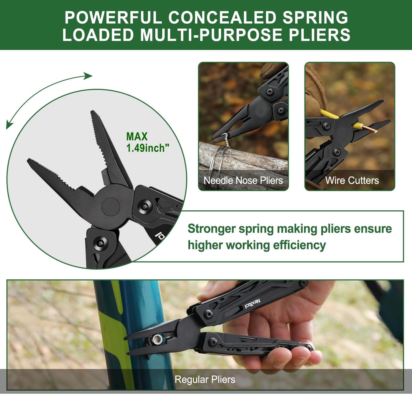 NexTool Multitool, 11 in 1 Multi Tool with Needle Nose Pliers, Scissors and Screwdriver Bits, Stainless Steel Multi Tool Pocket Knife with Safety Locking for Camping,Fishing,Hiking, Mens Gifts Unique