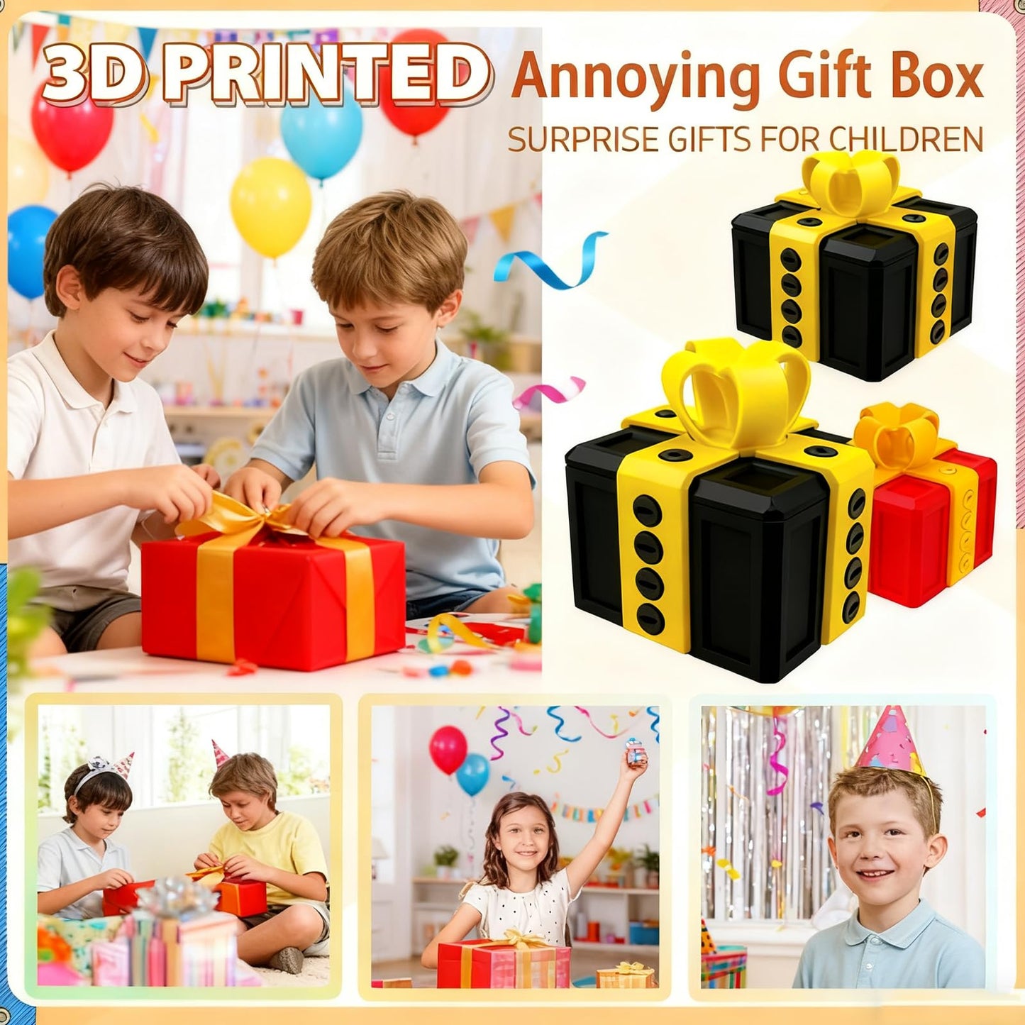 RAESOUL Gotcha Box The Annoying Present,Annoying Gift Box with 3D Printed Screws & Pop Up Finger Surprise,Perfect for Birthdays,Office & Halloween,White Elephant Gifts