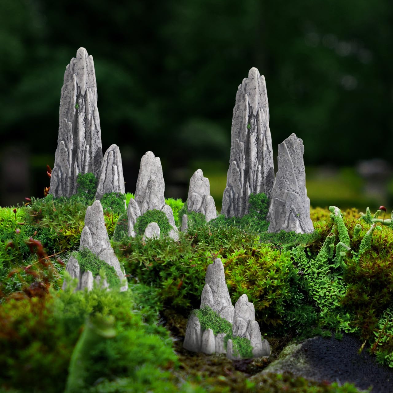 DOITOOL 12PCS Mini Rockery Decoration Zen Garden Accessories Miniature Zen Decor Rockery Statue Miniature Mountain Micro Landscape Decoration Bonsai Ornament Plant Pot Terrarium Decor