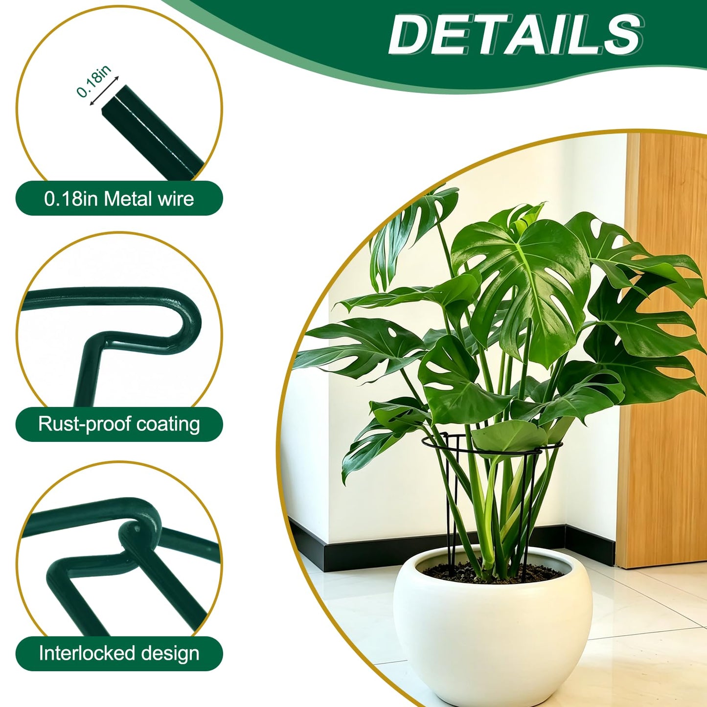 Tall Heavy-Duty 24in Plant Support Stakes - 16 Pack Peony Cages & Supports for Outdoor Plants, Half-Round Garden Stakes for Hydrangea, Roses with Extension Stakes