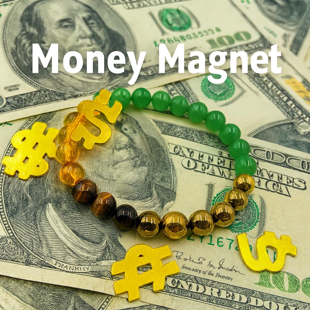 PRECIOUS PEBBLE Wealth & Confidence Bracelet for Men & Women, Natural Pyrite, Green Aventurine, Hematite & Citrine Beads – 8mm Adjustable Stone Bracelets for Focus, Style, Clarity & Everyday Wear