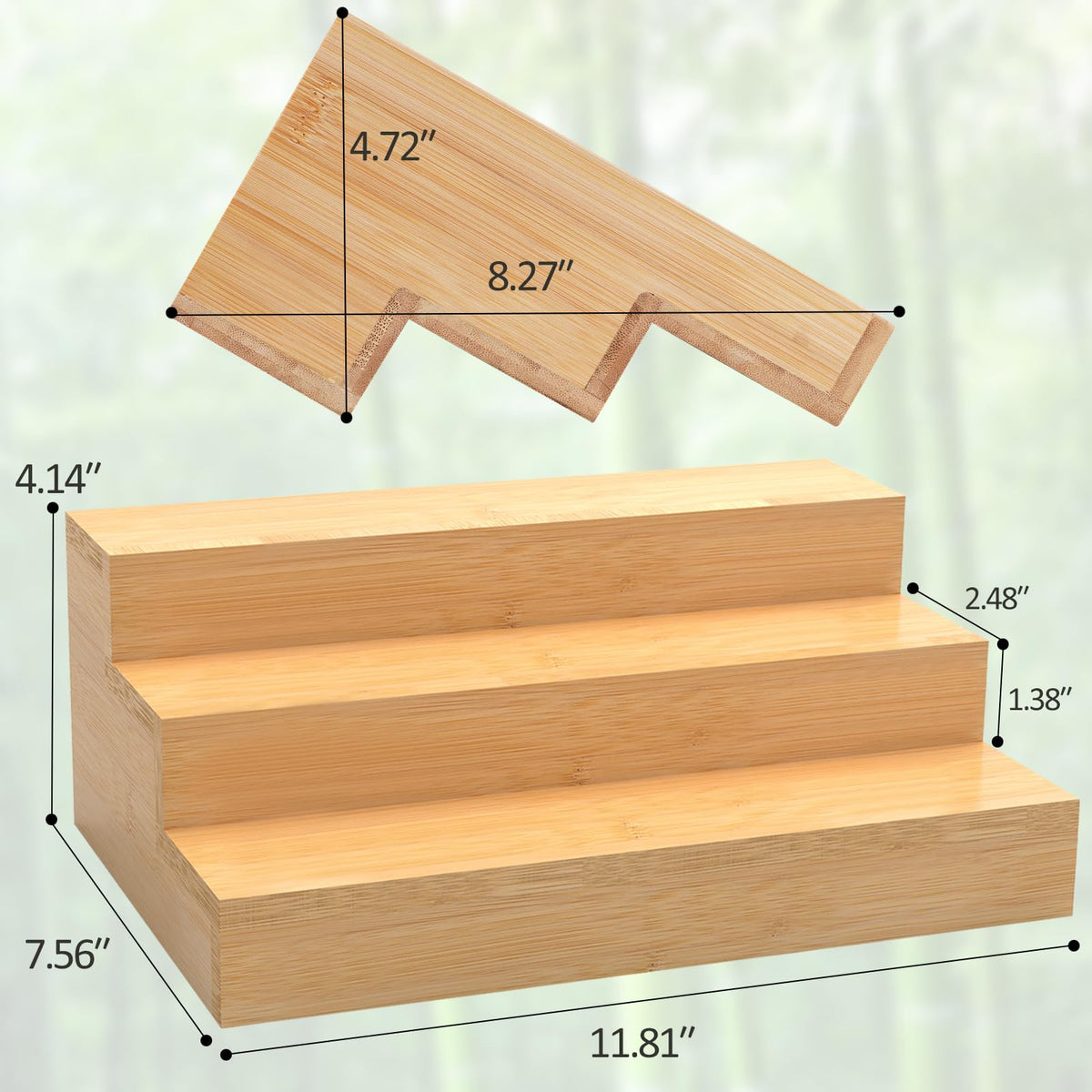 2 Pack Bamboo Spice Rack Organizer for Kitchen Counter (2 Count)