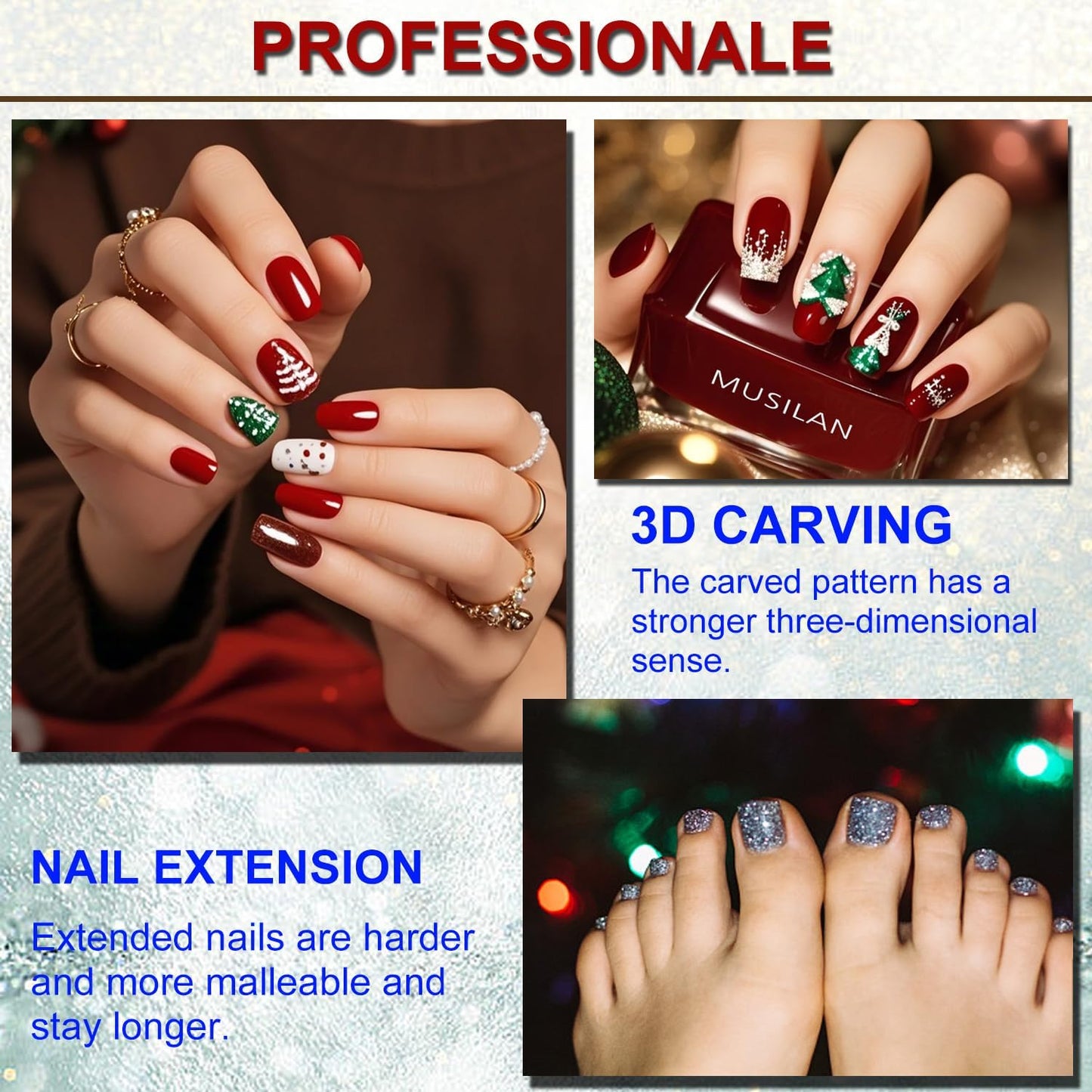 MUSILAN Acrylic Nail Kit for Beginners, Professional Liquid Monomer and 6 Colors Acrylic Powder Set with Everything Nail Brush and Forms & Files for 3D Nail Carving Application Manicure Tool DIY Salon