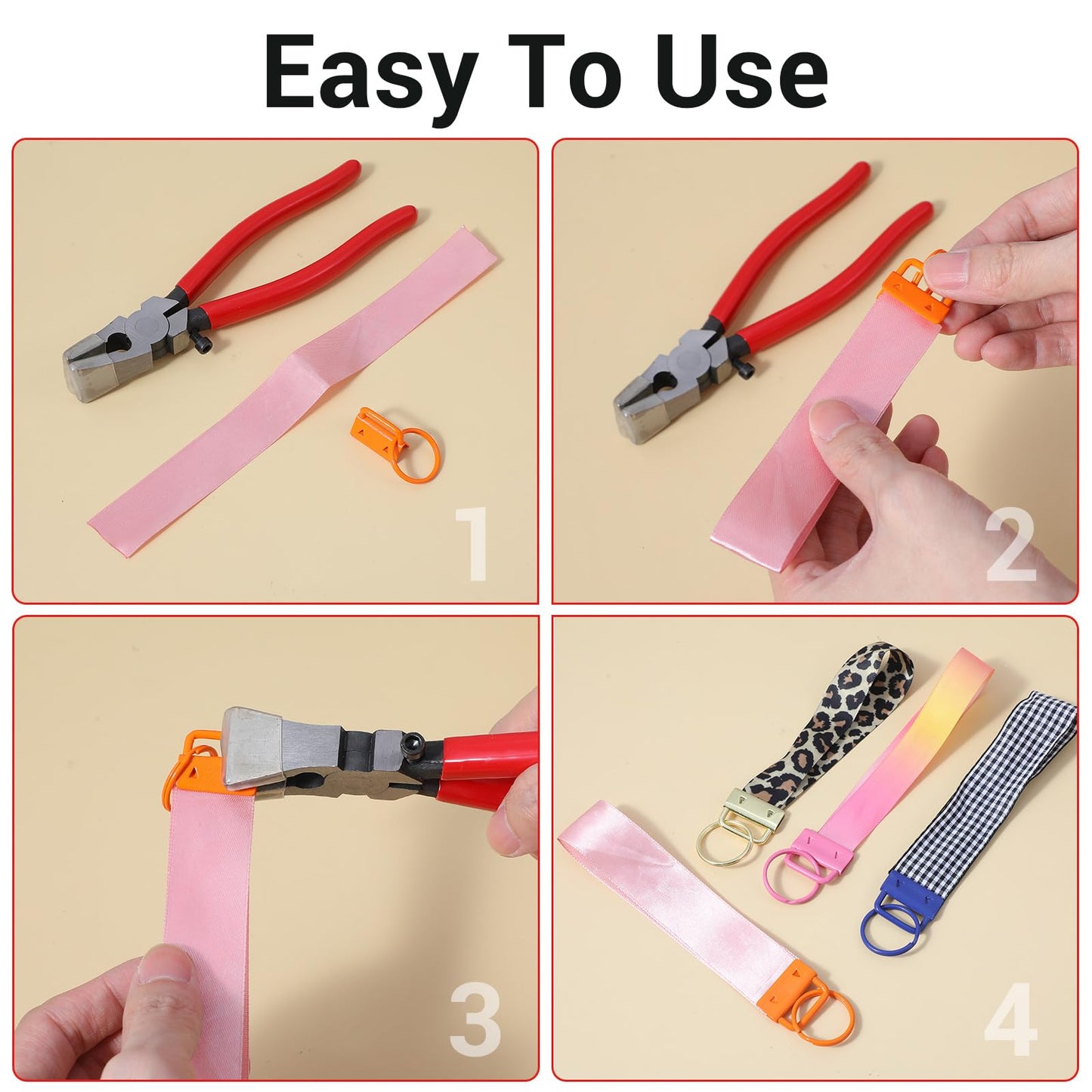 36 Pcs 1 Inch Key Fob Hardware Set with 1 Pcs Key Fob Pliers - 12 Colors Wristlet Hardware & Keychain Clamp Kit for DIY Wristlet Keychain and Lanyard Making Supplies