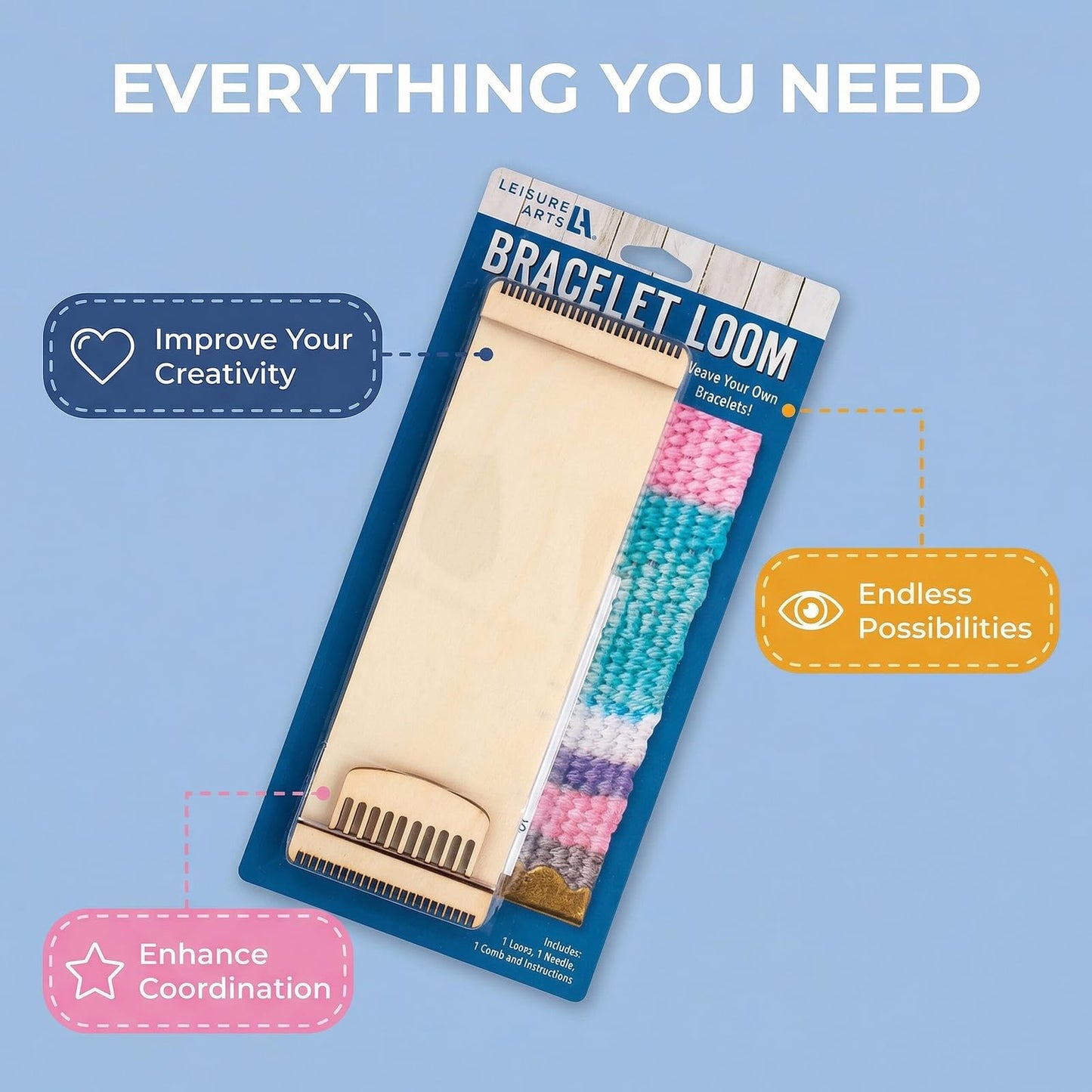 Leisure Arts Loom Bracelet Weaving, Bracelet Maker, Weaving Loom, Bead Loom, Bracelet Making Kit String, Weaving Kit, Beading Loom, Friendship Bracelet Making Kit, Weaving Loom for Adults