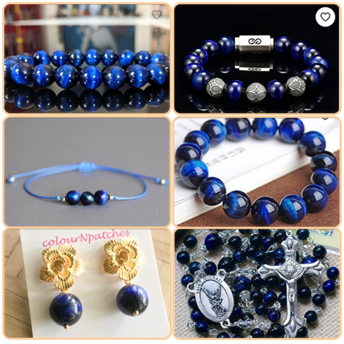GEM-Inside 8mm Lapis Blue Tiger Eye Gemstone Loose Beads Dyed Color Round Crystal Energy Stone Power for Jewelry Making 15"