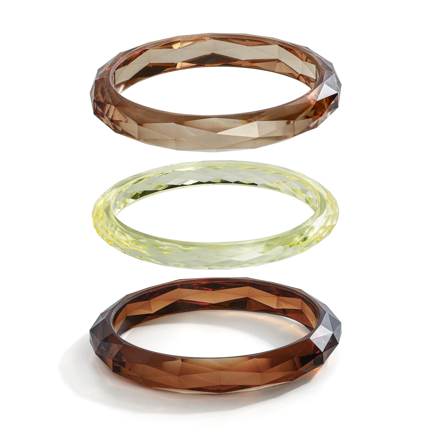 ENSKEFEN 3Pcs Acrylic Resin Bangle Bracelet Set for Women Stackable Brown Acrylic Bangles Fashion Simple Resin Bracelets