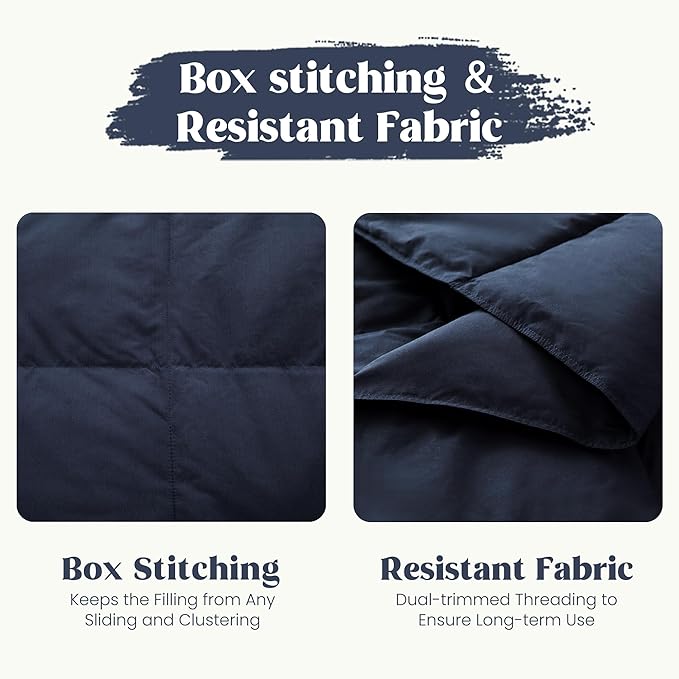 puredown® Queen Size Blanket for Bed, Ultra Soft Lightweight Down & Feather Fill, All Season Microfiber Blanket, Machine Washable, 88"X90", Navy