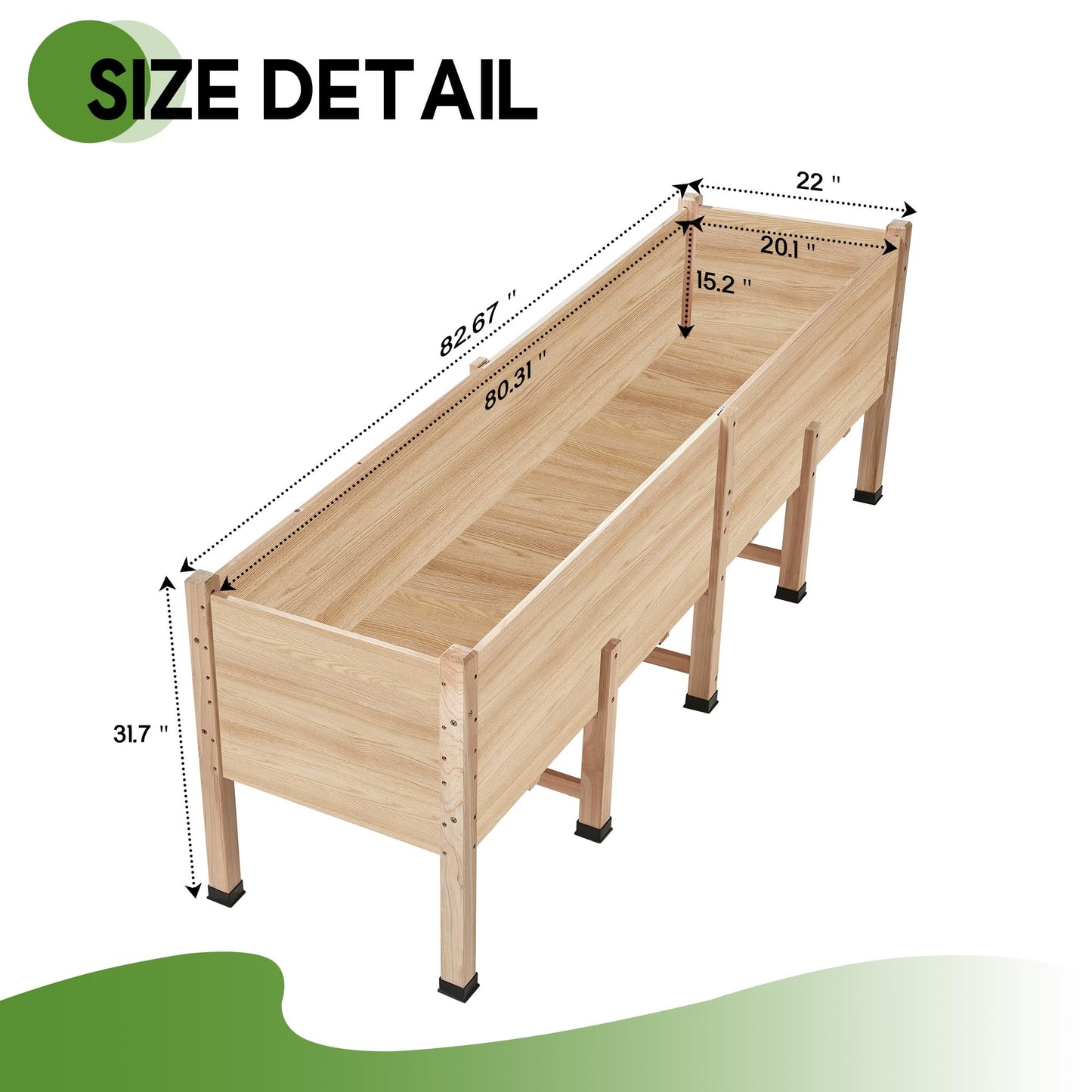 AMERLIFE 7x2 Ft Raised Garden Bed, 16 Inch Depth Featuring Legs, Drainage Holes, Ideal for Deep Rooted Vegetables, Flowers, Herbs, Elevated Wood Planter Box for Balcony, Patio, Backyard, Easy Assembly
