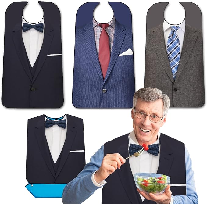 Adult Bibs with Crumb Catcher, Washable and Adjustable Adult Bibs for Women Men Elderly Seniors