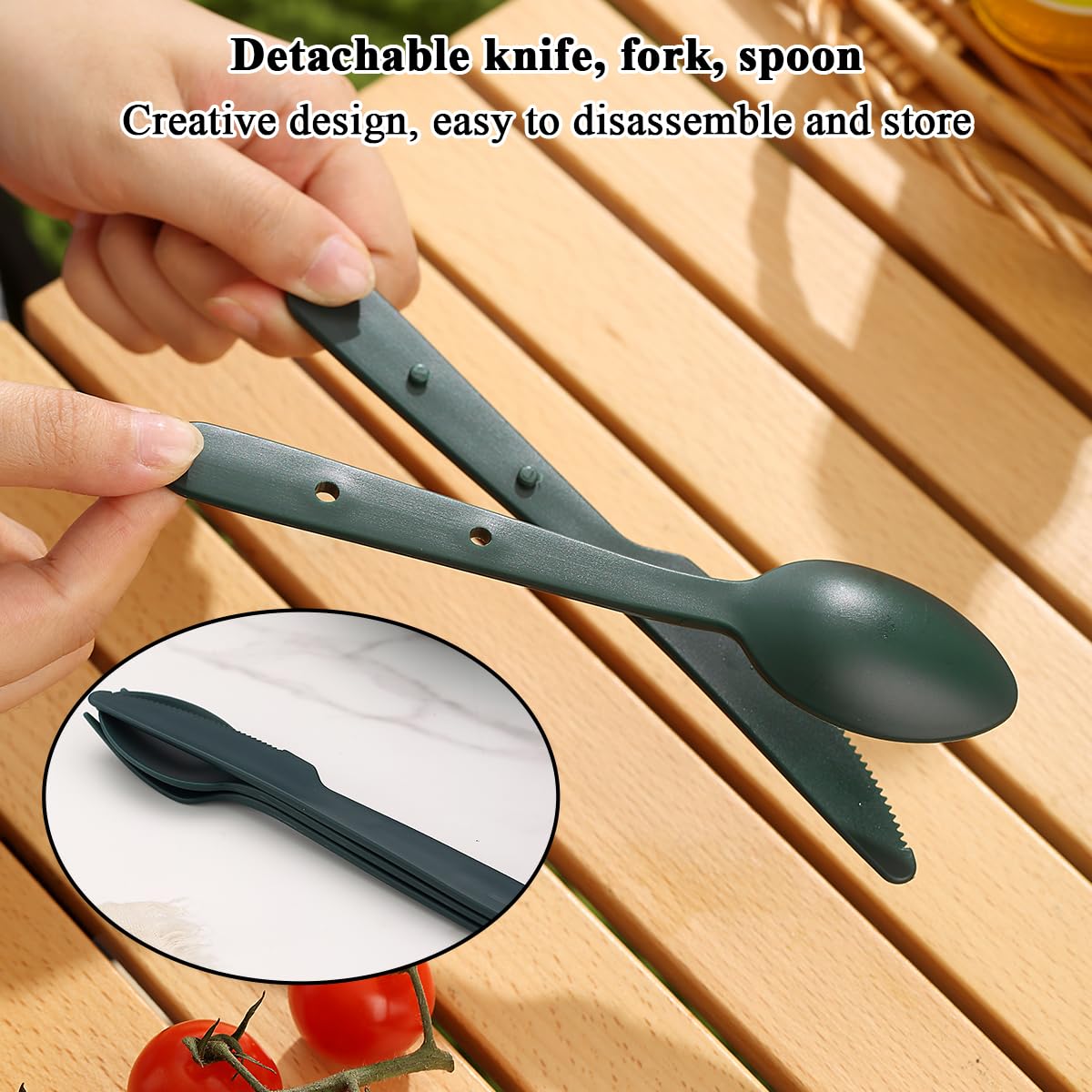 Berglander Camping Mess Kit with Bowl, Plate, Cup, Spoon, Fork, Knife and Carry Bag, Plastic Camping Accessories Essentials Gear for Travel, Camping, Picnic, Outdoor, Light Weight Easy to Carry