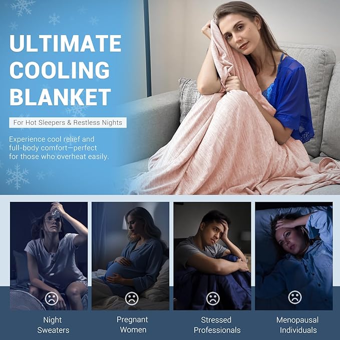 Elegear Revolutionary Cooling Blanket Twin, Absorbs Heat to Keep Body Cool for Night Sweats, Arc-Chill 3.0 Cool Fiber Q-Max>0.5 for Hot Sleepers, Lightweight Summer Cold Blankets for Sleeping, Pink