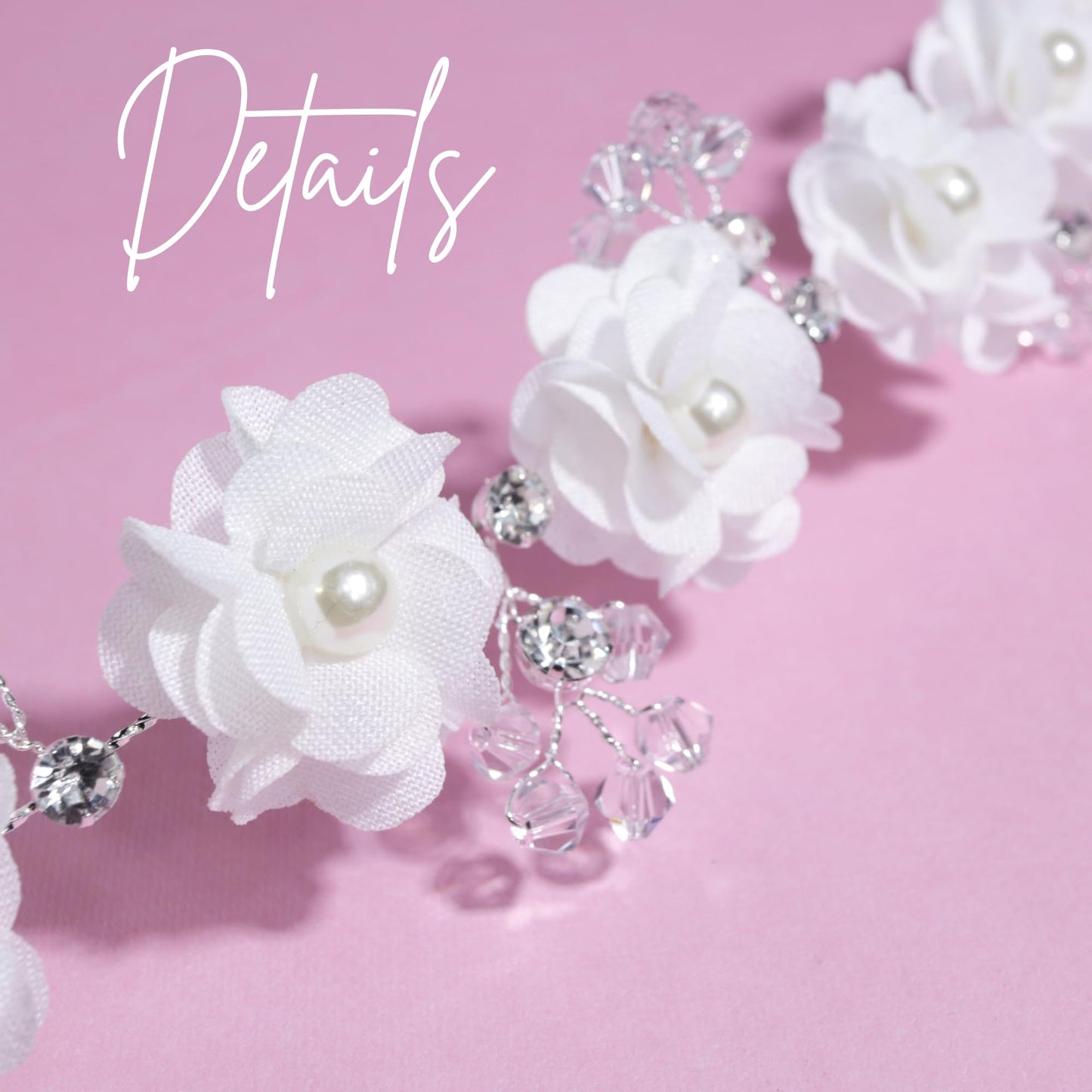 Needzo White Flower Hair Vine, Bridal, Wedding, First Communion Headpiece, Accessories for Girls and Women, One Size
