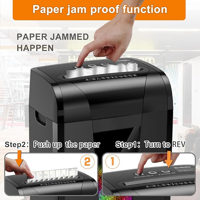 Suntiko Paper Shredder, 18-Sheet Cross Cut Level P-4, Shred Paper/Credit Card/CD, with Large Pull Out Bin，Insert Auto Jam Proof System Shredder for Home&Office
