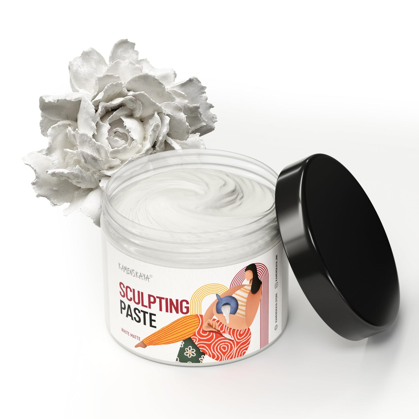 Kamenskaya Sculpture Paste - Paper Paste for Sculpting - White Matte, 500 ml (16.9 fl oz)
