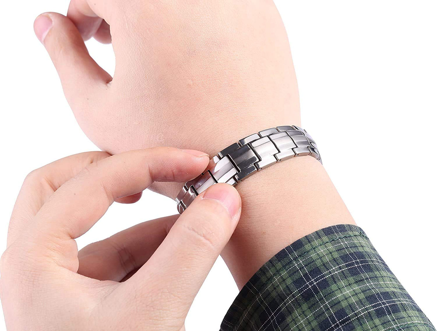JEROOT Magnetic Bracelets for Men, Pure Titanium Bracelet (3500Gauss Per Magnet), Men's Bracelet Lymphatic Jewelry Gifts