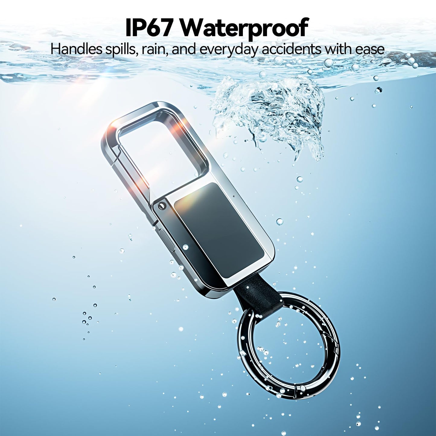 Anit Lost Key Chain, Key Finder Works with Apple Find My, Zinc Alloy Waterproof IP67 120dB Loud Key Tracker with Locator Sound, Heavy Duty Key Ring for Men, Replaceable Battery, Black