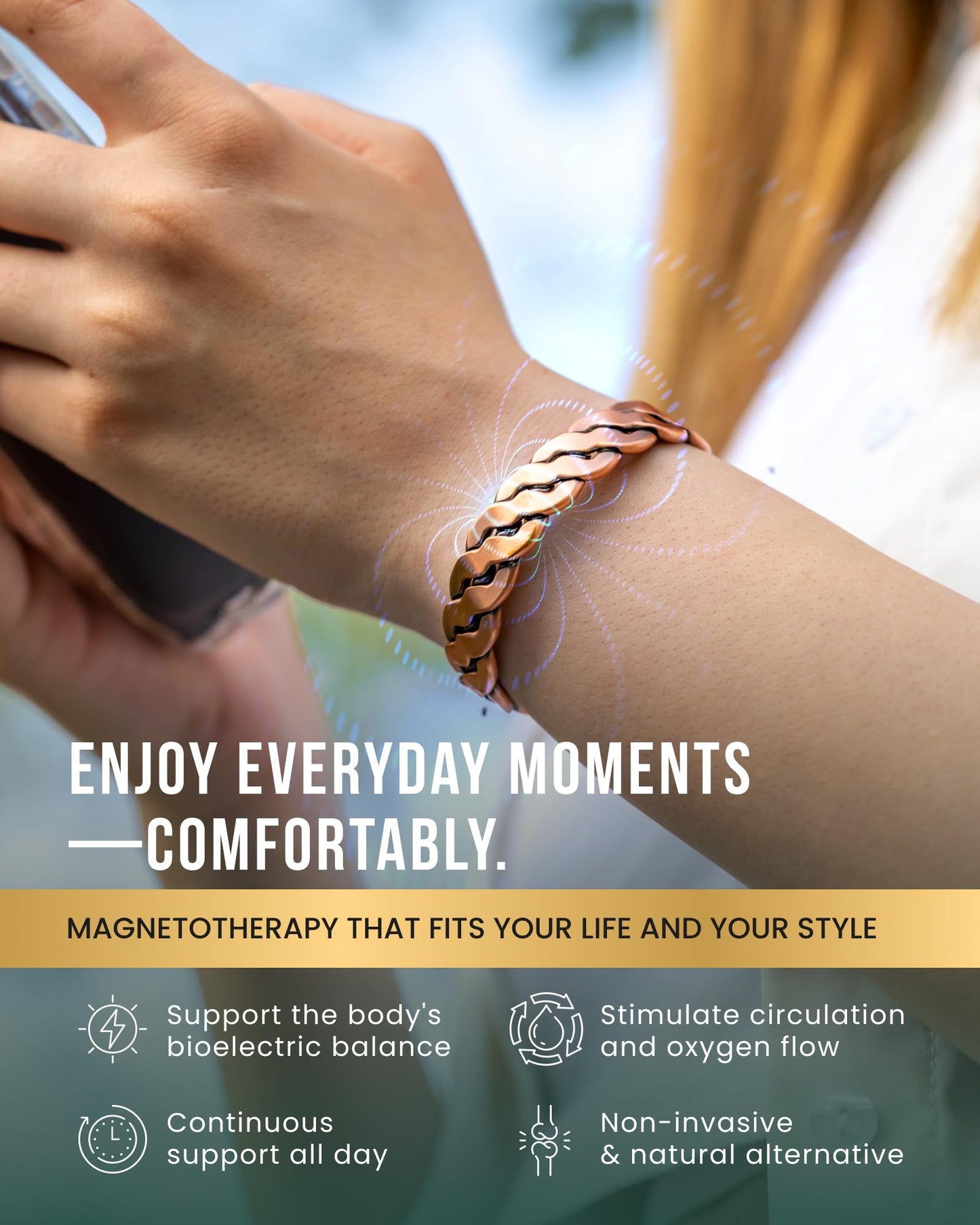 MagnetRX Copper Magnetic Bracelets – Effective Pure Copper Bracelet for Men and Women – Adjustable Cuff Bangles (Twisted Copper)