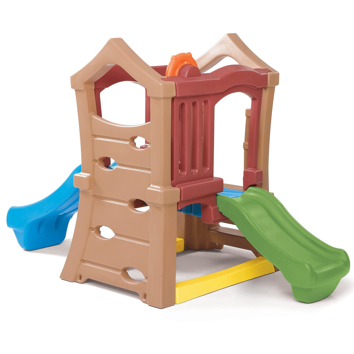 Step2 Play Up Double Slide Climber, Kids Outdoor Playset, Backyard Playground Set, 2 Slides, Elevated Playhouse, Outside Jungle Gym, For Toddlers 2-6 Years Old