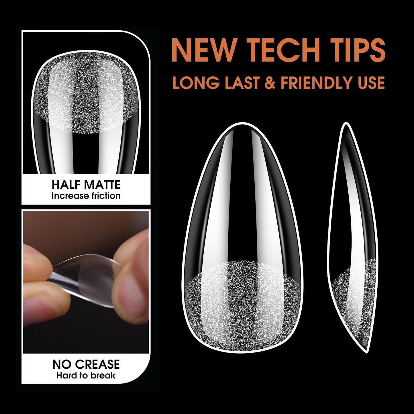 BORNBYME Extra Short Almond Soft Gel Nail Tips,120PCS Pre Buff Full Cover Shaped Nail Extenison Tips Half Matte Gel Nail Tips Acrylic False Nail Tips