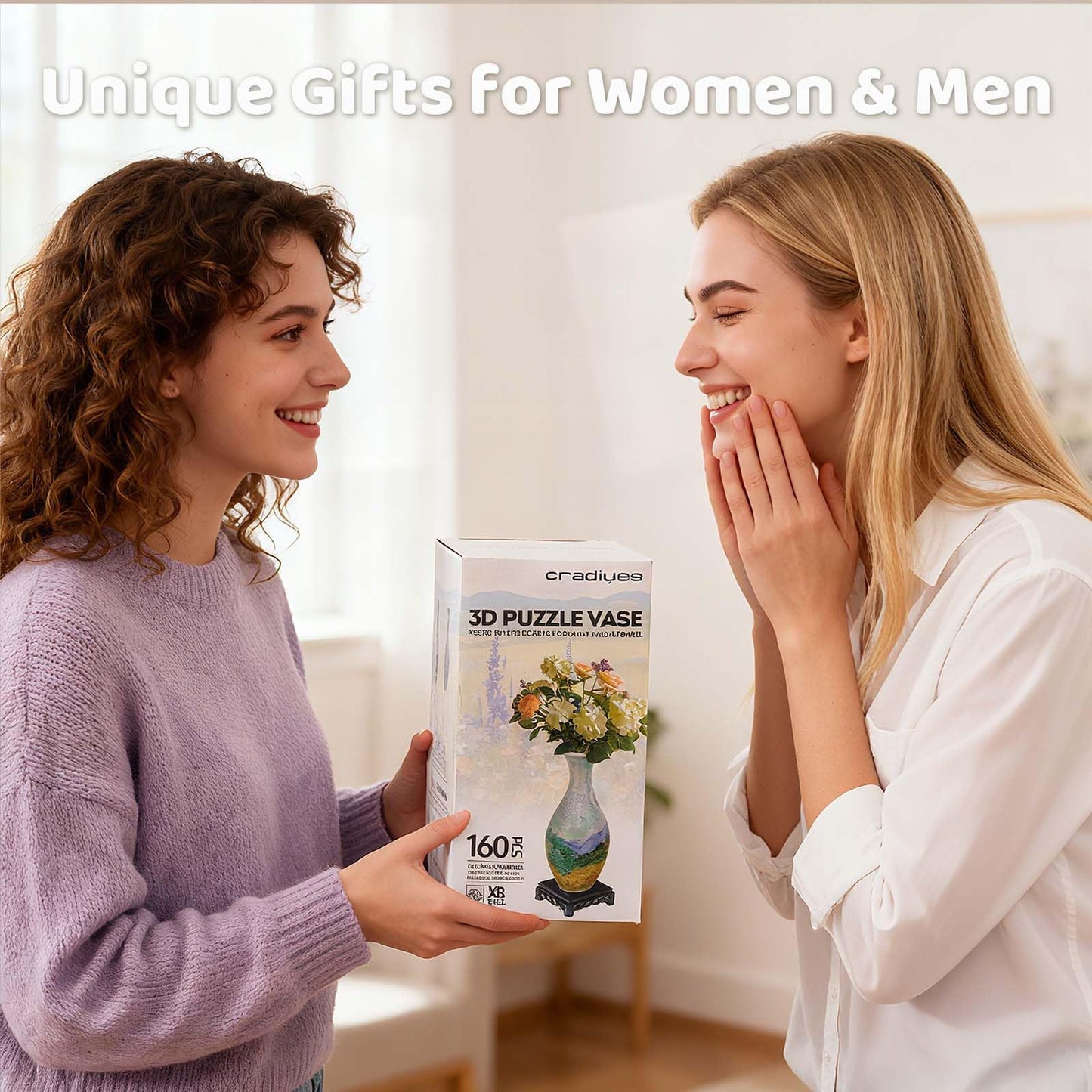 3D Puzzles Vase for Adults with LED Light, 160 Pcs Unique Plastic Flower Vase Puzzle,Crafts for Adults,DIY House Warming Gifts for Flower Arrangements and Home Decor (Wheat Field)