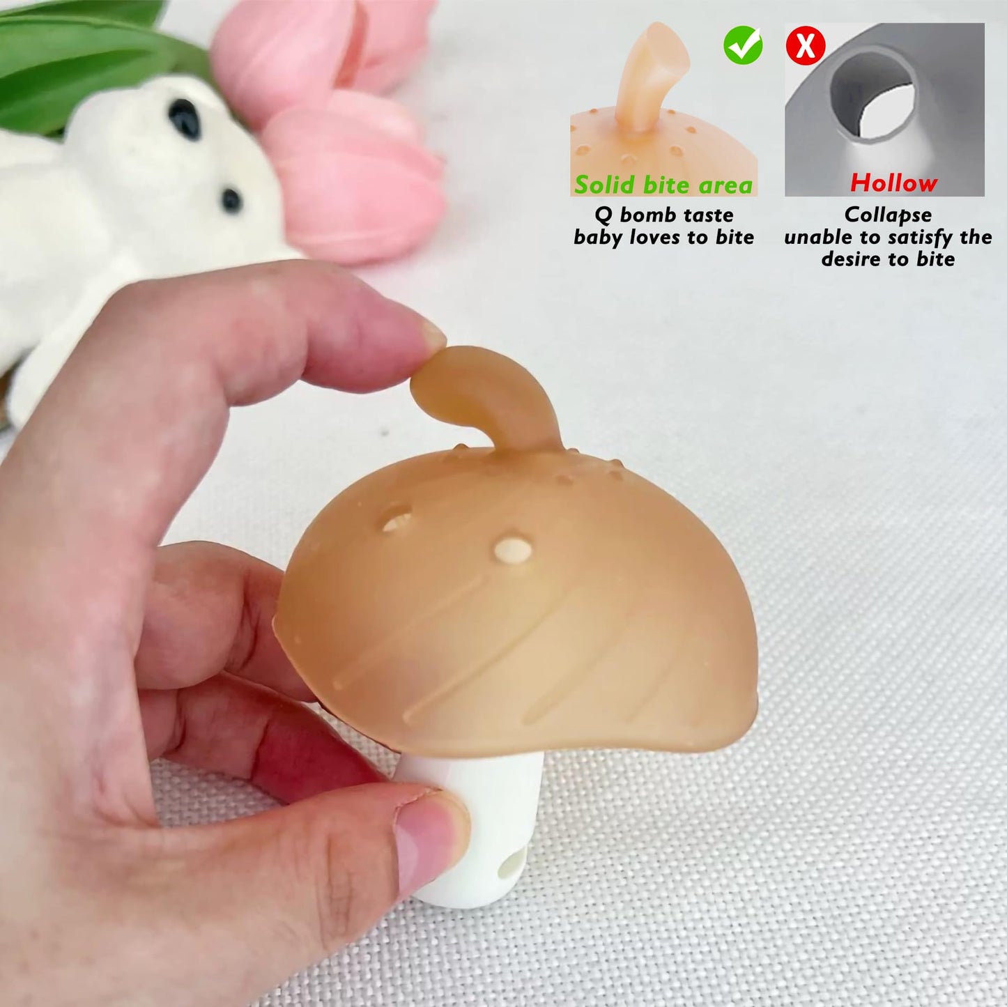 Aurrea Baby Umbrella teether Toy for Babies 2-12 Months,Infant Chew Toy with Travel Case, Easy to Hold & Clean Teething Relief, None Glue,Baby Registry Must Have, for Night