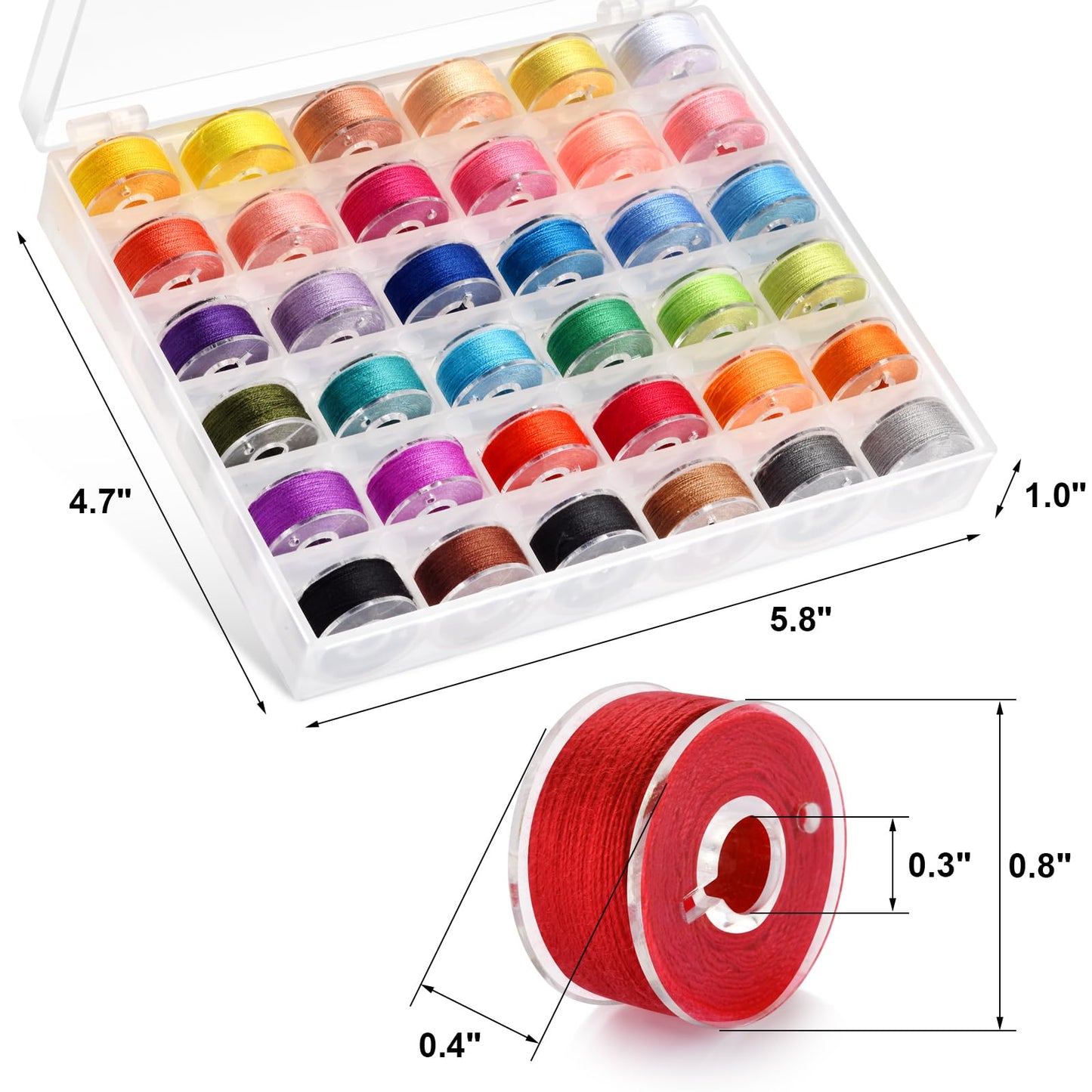 Eoehro 72pcs Sewing Thread Kit, 36 Colors Embroidery Thread, Prewound Bobbins, Sewing Machine Threads,400 Yards per Spool Polyester Thread for Sewing Embroidery Quilting