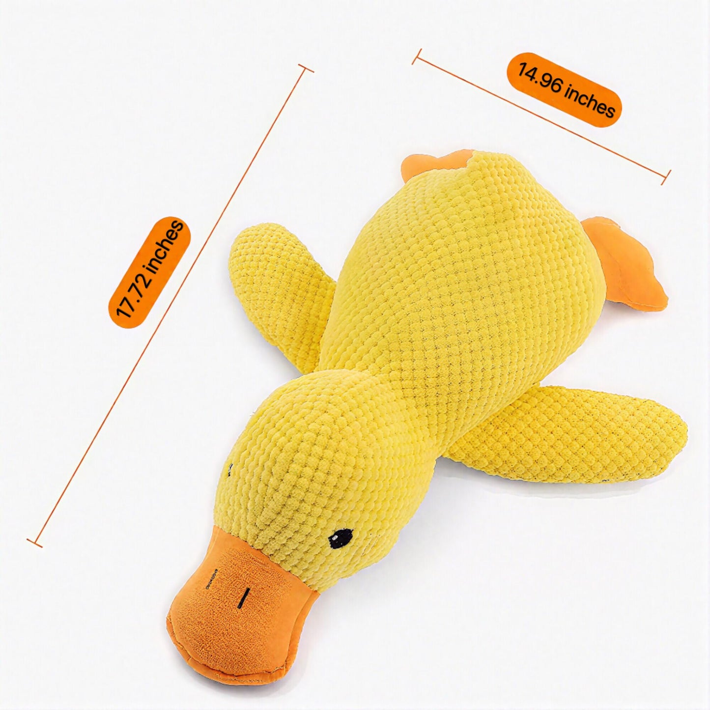 TRAVEYO Squeaky Plush Duck Dog Toys, Yellow Large 17.7-inch Chewable Stuffed Animal with Sound, Interactive Pet Toys（L）