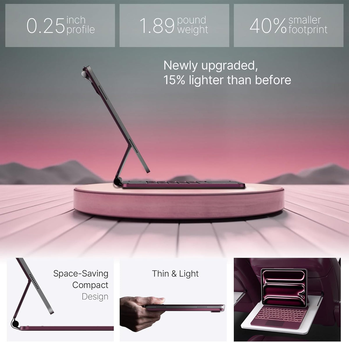typecase Keyboard Case for iPad Pro 13-inch (M4) 2024,Magic Keyboard with 11 Colors Backlight for iPad Pro 13,Keyboard Case with Pencil Holder,Multi-Touch Trackpad,Easy-Set Magnetic Stand(Raspberry)