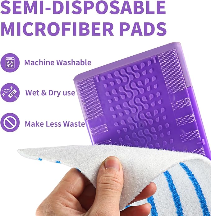 50 PCS Mopping Pad Refill for Wet Jet Mop,Multi-Surface Semi-Disposable Mop Pad Compatible with Swiffer Wetjet & All 10-11'',Thickned and Absorbent Wet Pads Refill
