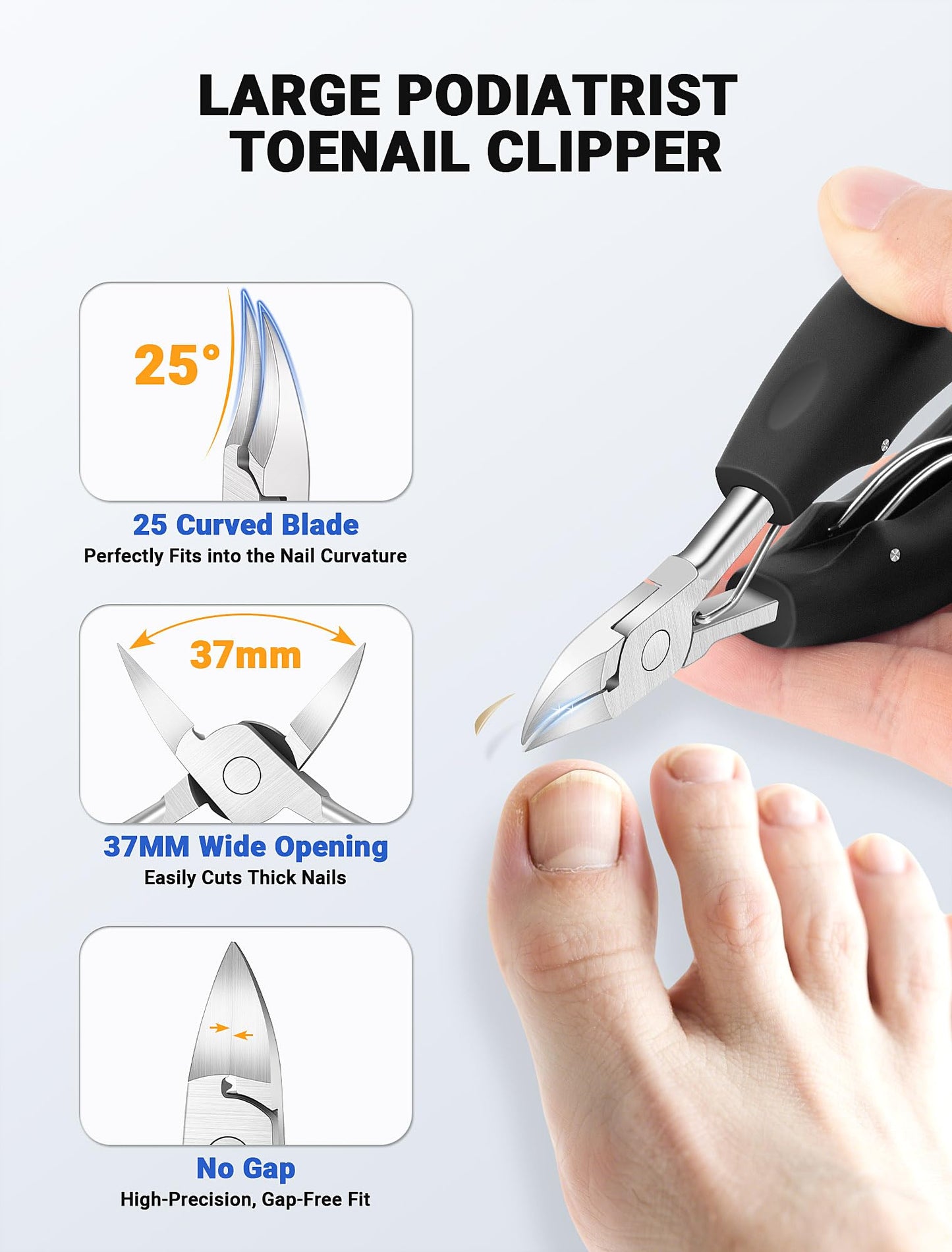 MERDTTES Toenail Clippers for Seniors Thick Toenails, Sharp Ingrown Toenail Clippers Nail Cutter Long Handle with Wide Jaw for Thick Nails, Heavy Duty Large Toe Nail Clipper Set for Men & Women,7 Pcs